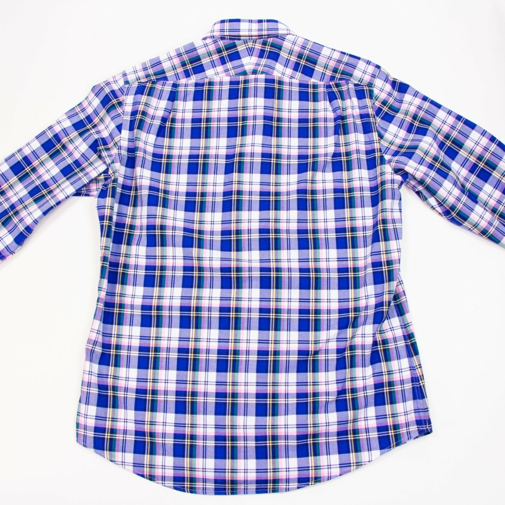 Charles Tyrwhitt Slim Fit Mens M Blue Plaid Oxford LS Button Front Weekend Shirt - Picture 6 of 9